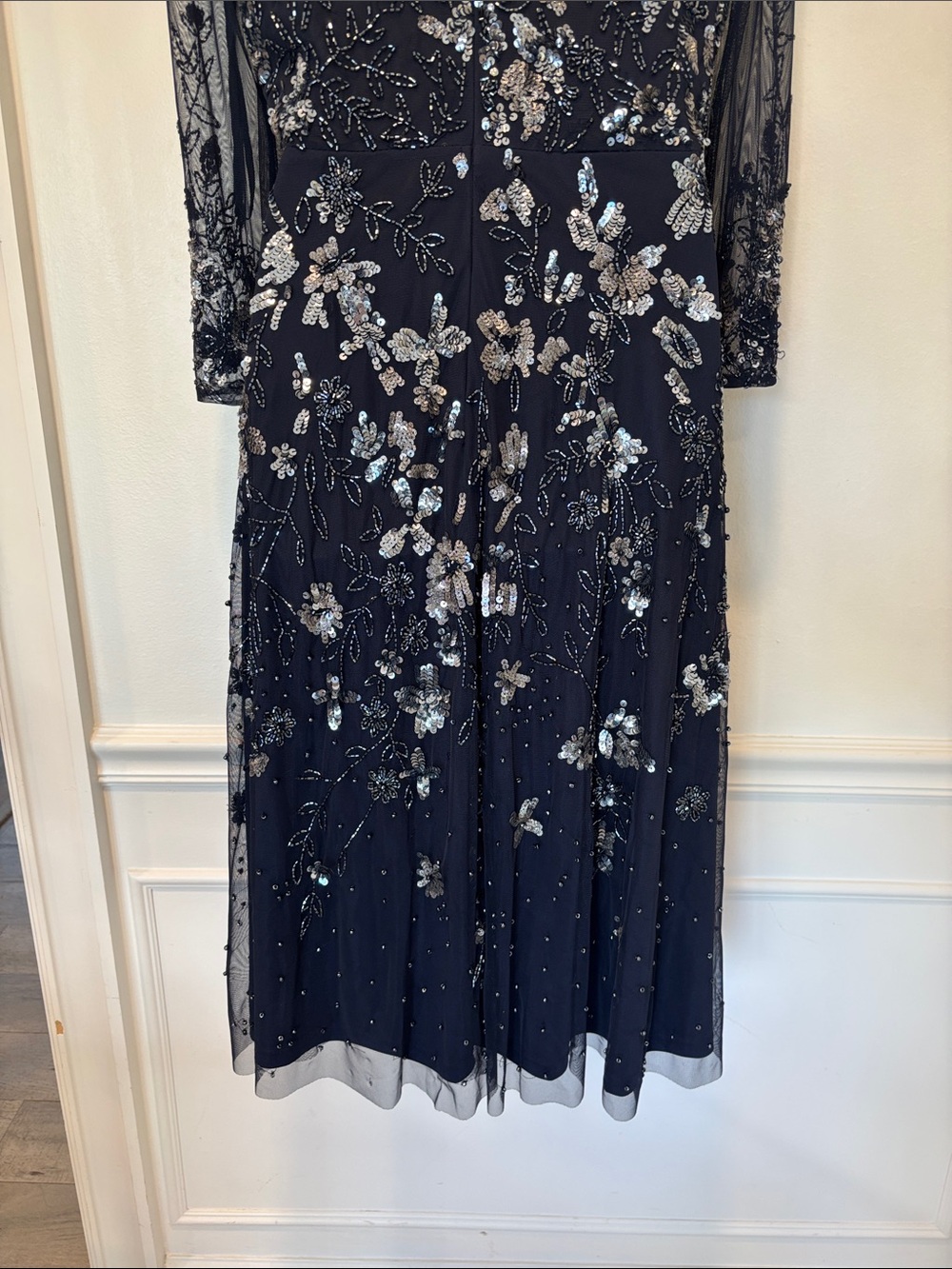 Adrianna Pappell Sheer Beaded Sequin Elegant Evening Party Dress Size 8 NWT - Picture 12 of 13
